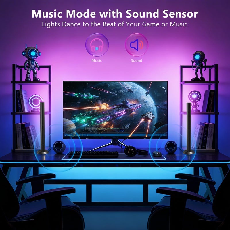 DAYBETTER Smart LED Light Bars, Gaming Light Bars with 16 Million Colors, RGB Light Bar with Music Sync and Scene Modes, Multiple Placement Options, Mood Lighting, Light Bar for Room, TV, PC, Gaming Desk Decor - Image 4